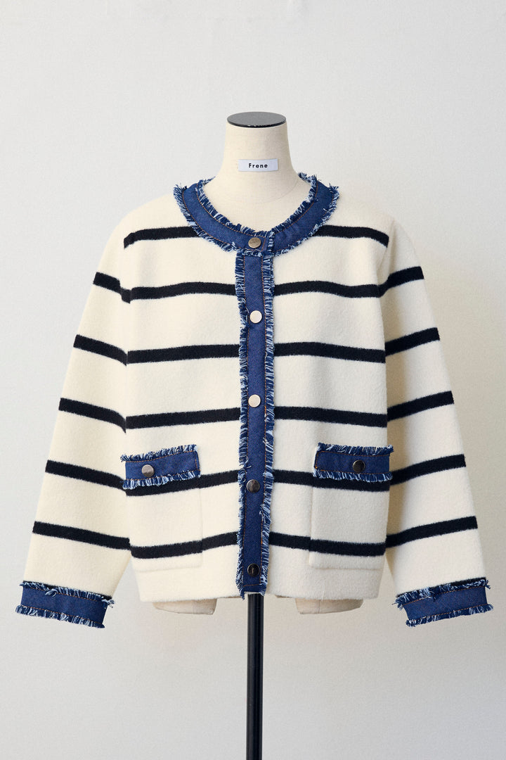 [予約]デニムドッキングマルチパターンカーデ