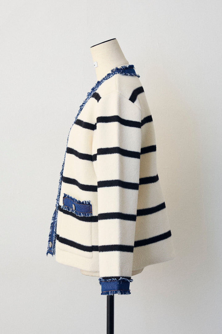 [予約]デニムドッキングマルチパターンカーデ