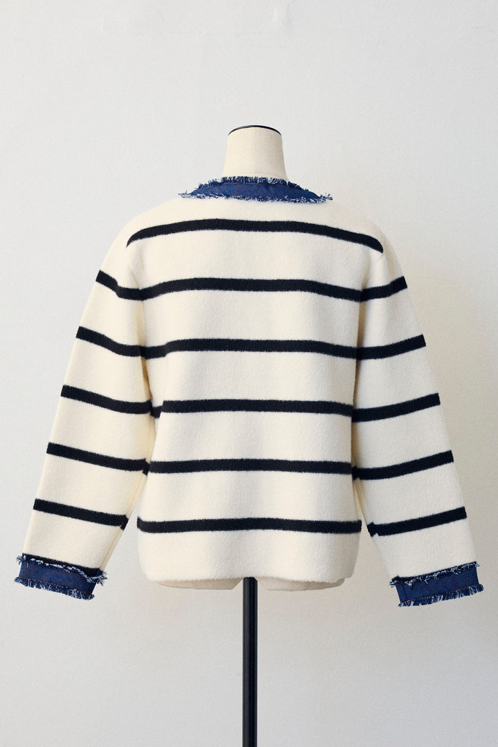 [予約]デニムドッキングマルチパターンカーデ