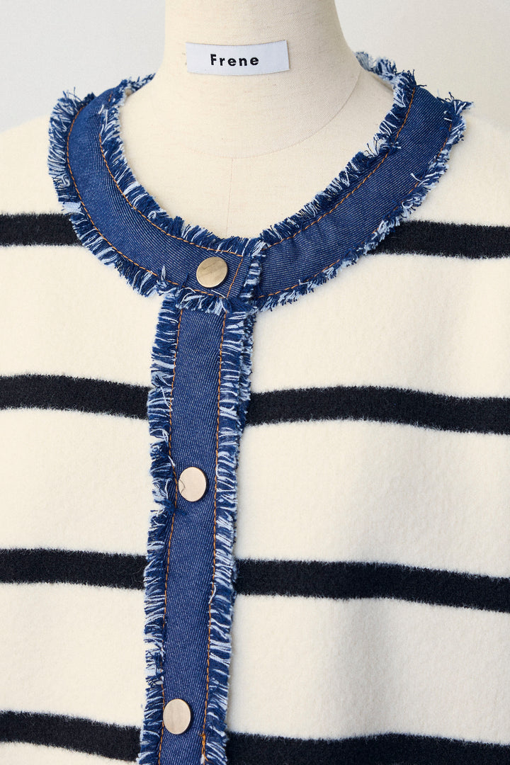 [予約]デニムドッキングマルチパターンカーデ