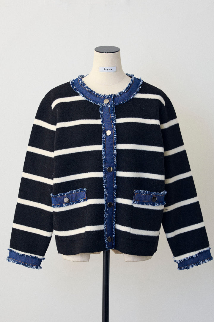 [予約]デニムドッキングマルチパターンカーデ