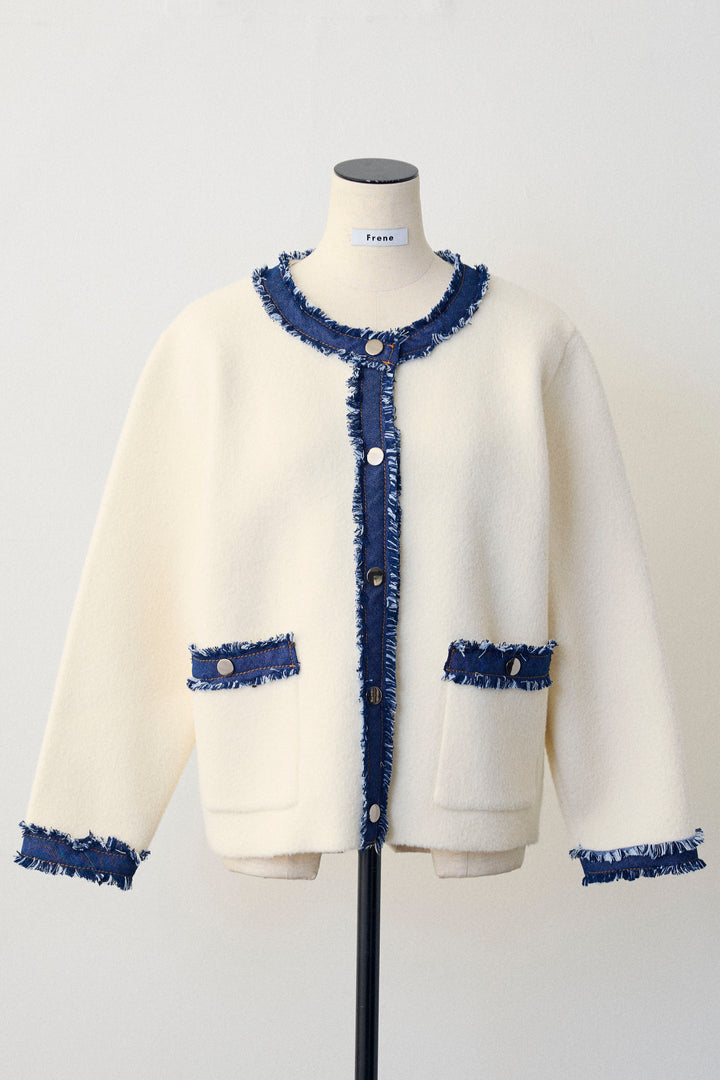 [予約]デニムドッキングマルチパターンカーデ