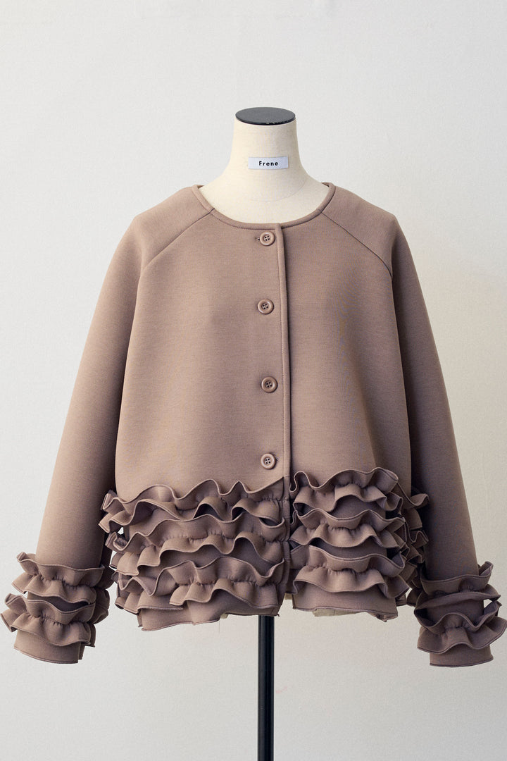 [予約]フリルティアードボンディングクロップドコート