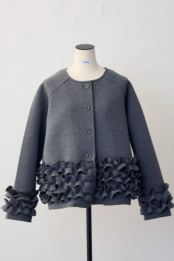 [予約]フリルティアードボンディングクロップドコート