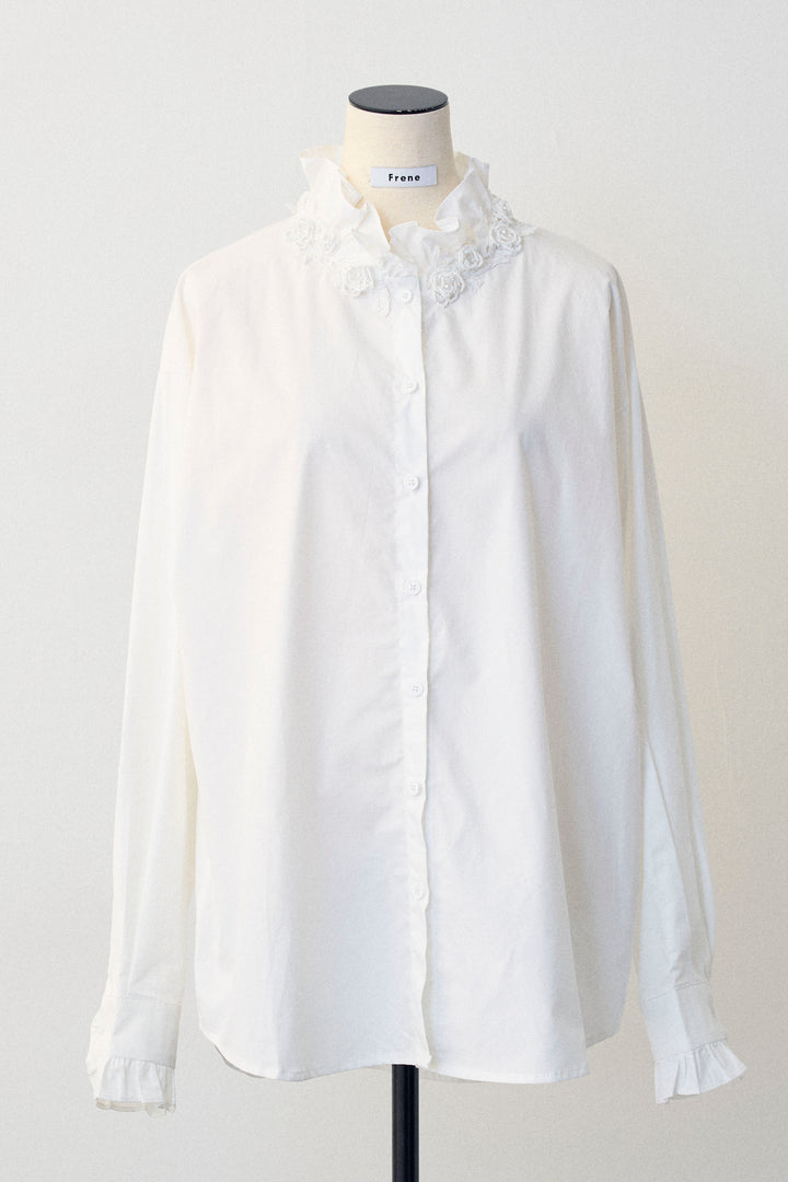 [予約]ローズモチーフフリルカラーシャツ