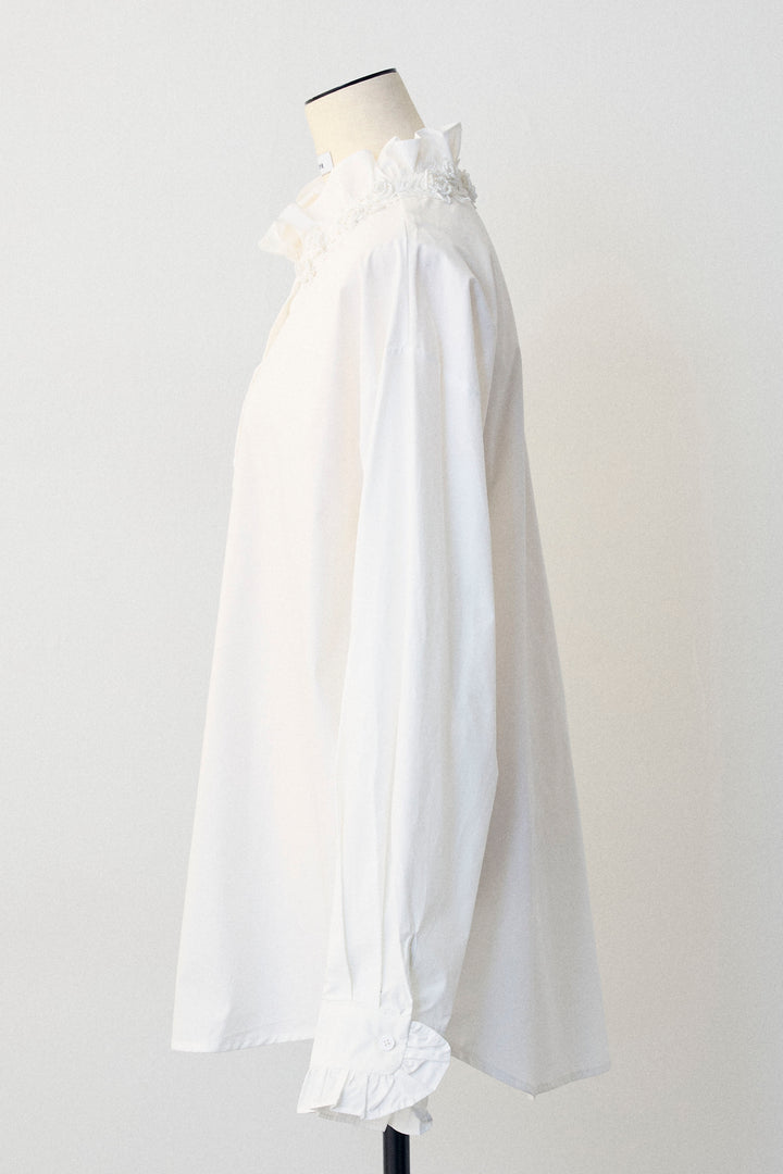 [予約]ローズモチーフフリルカラーシャツ