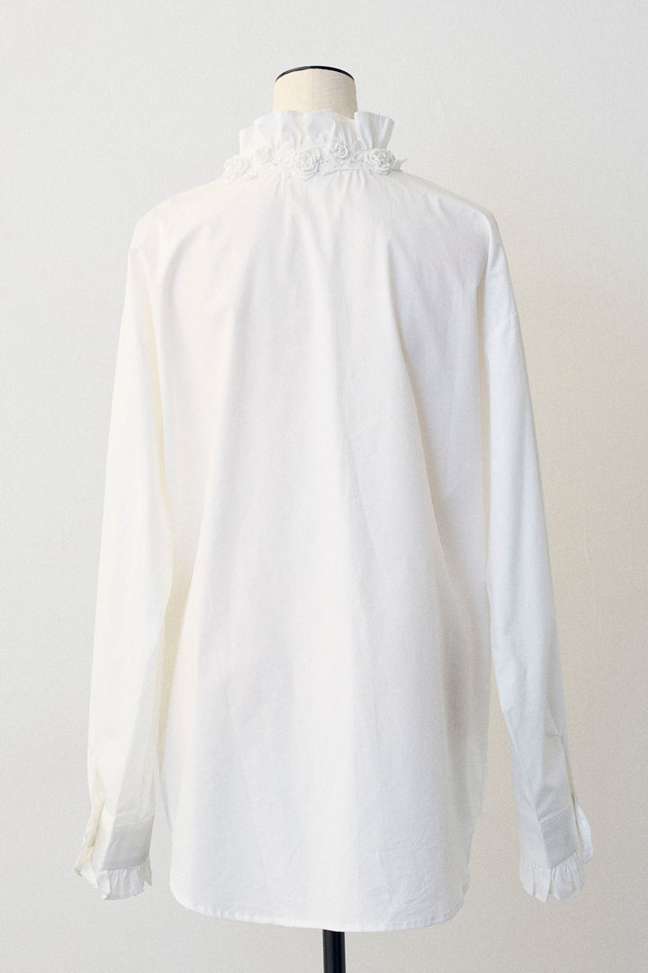 [予約]ローズモチーフフリルカラーシャツ
