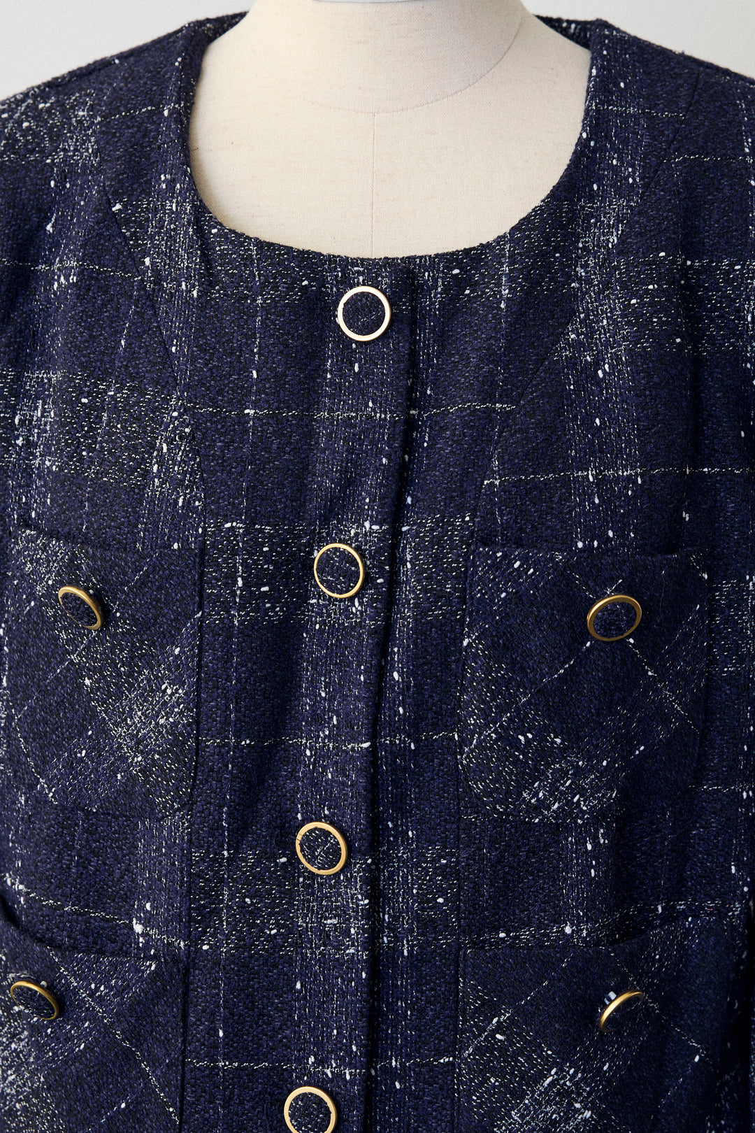 [予約]ツイードチェックセミフレアスカートセットアップ