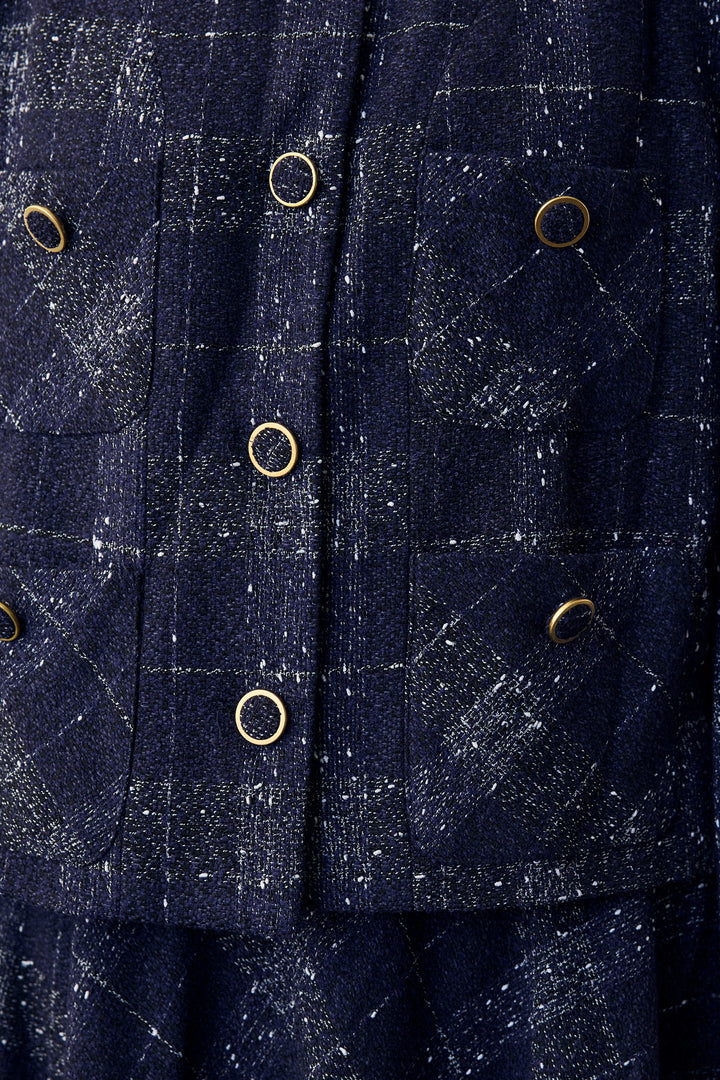 [予約]ツイードチェックセミフレアスカートセットアップ