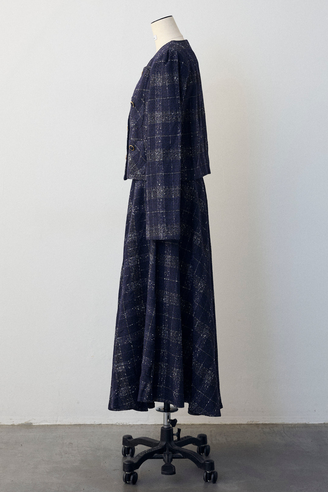 [予約]ツイードチェックセミフレアスカートセットアップ