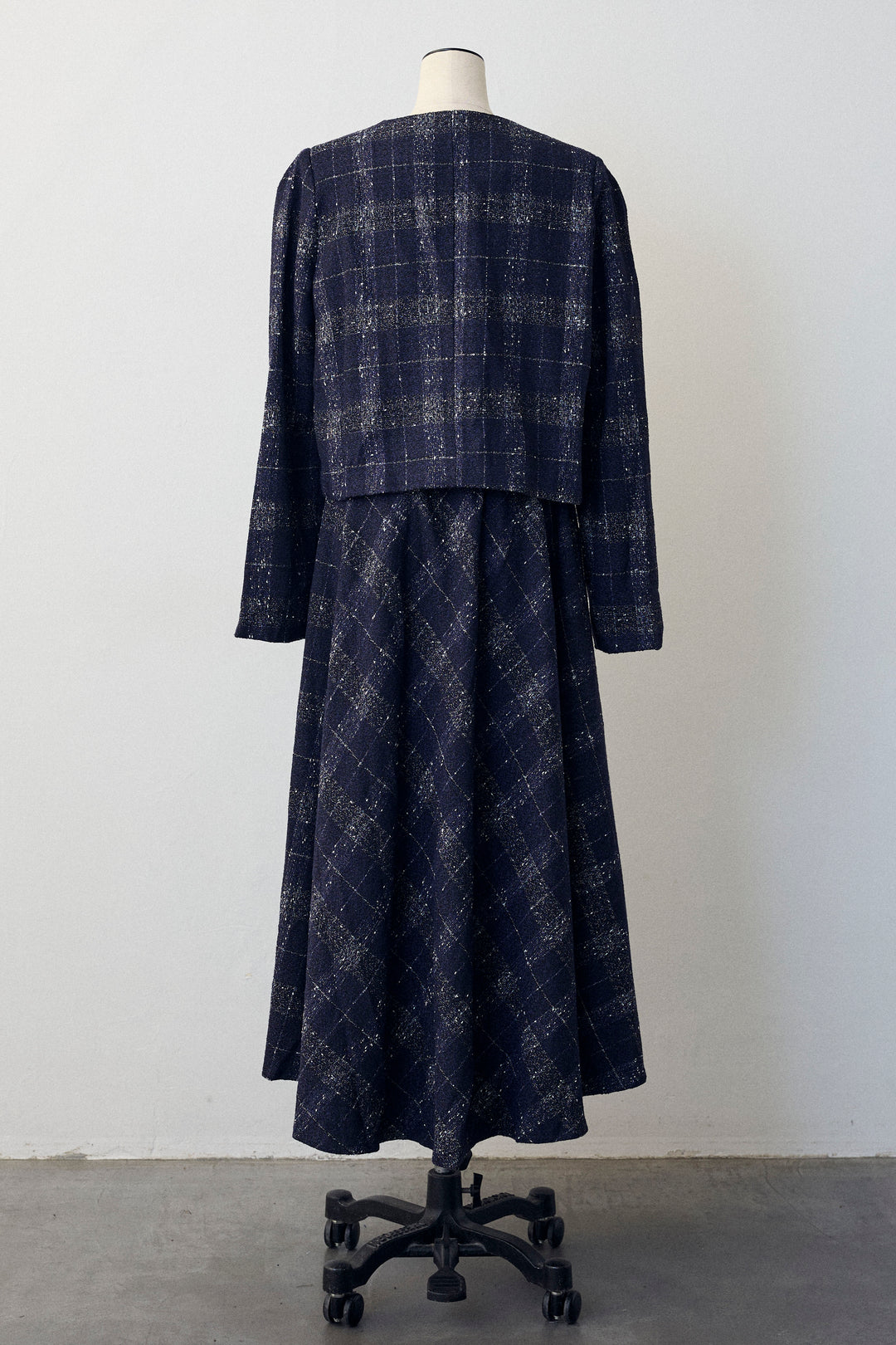 [予約]ツイードチェックセミフレアスカートセットアップ