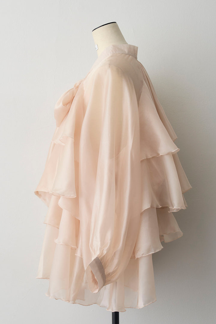 [予約]フロントBIGリボンティアードエアリーチュニック