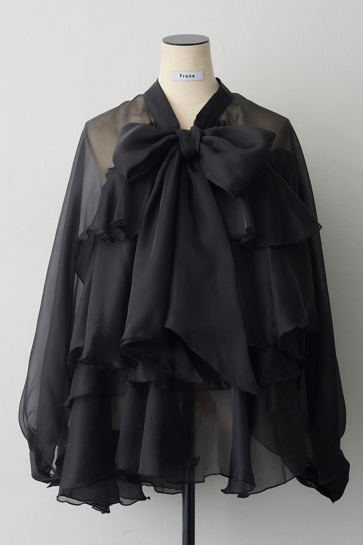 [予約]フロントBIGリボンティアードエアリーチュニック