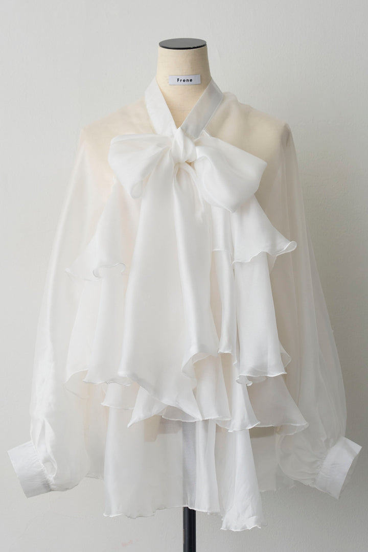 [予約]フロントBIGリボンティアードエアリーチュニック