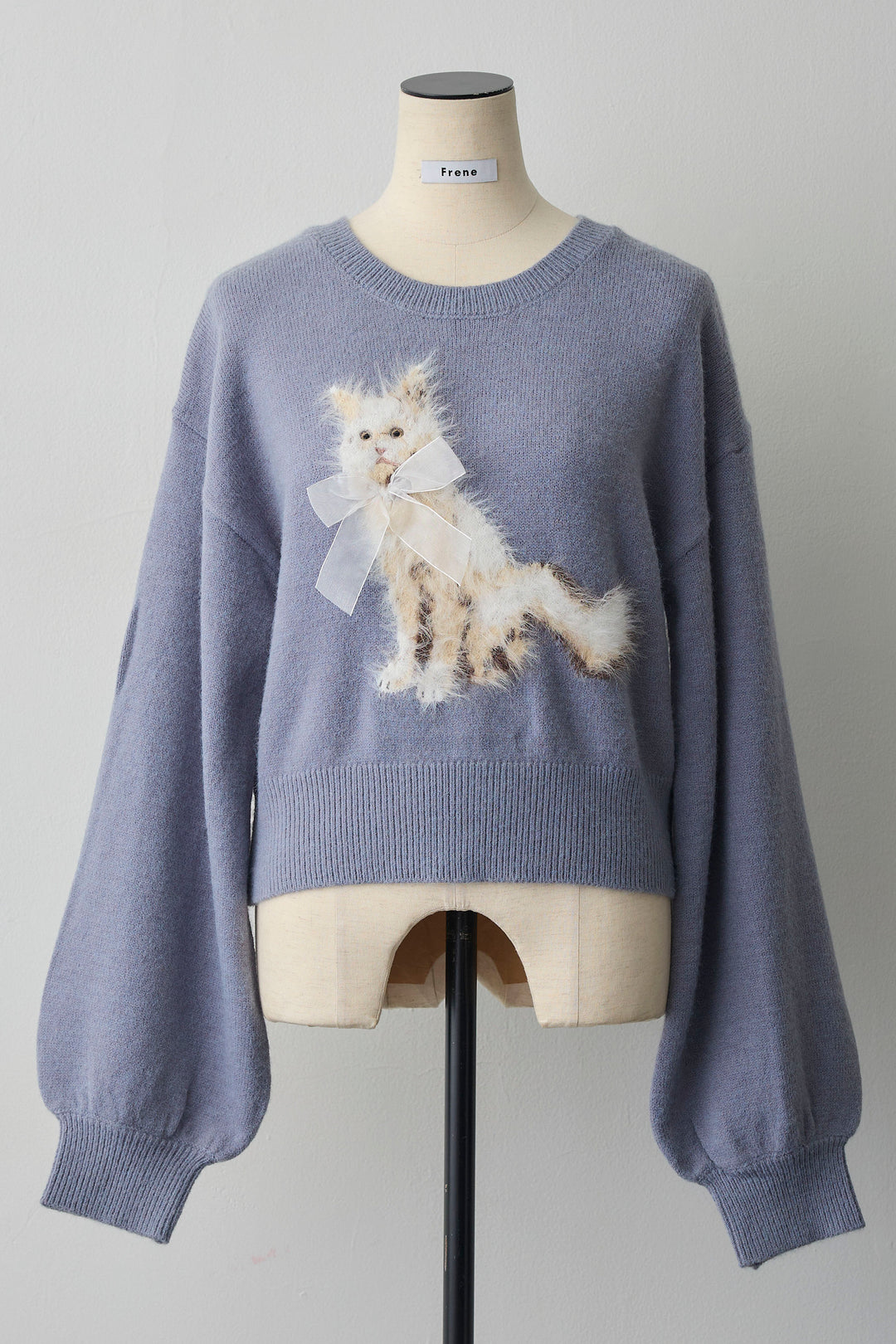 [予約]シャギーリボンキャットモチーフニットPO