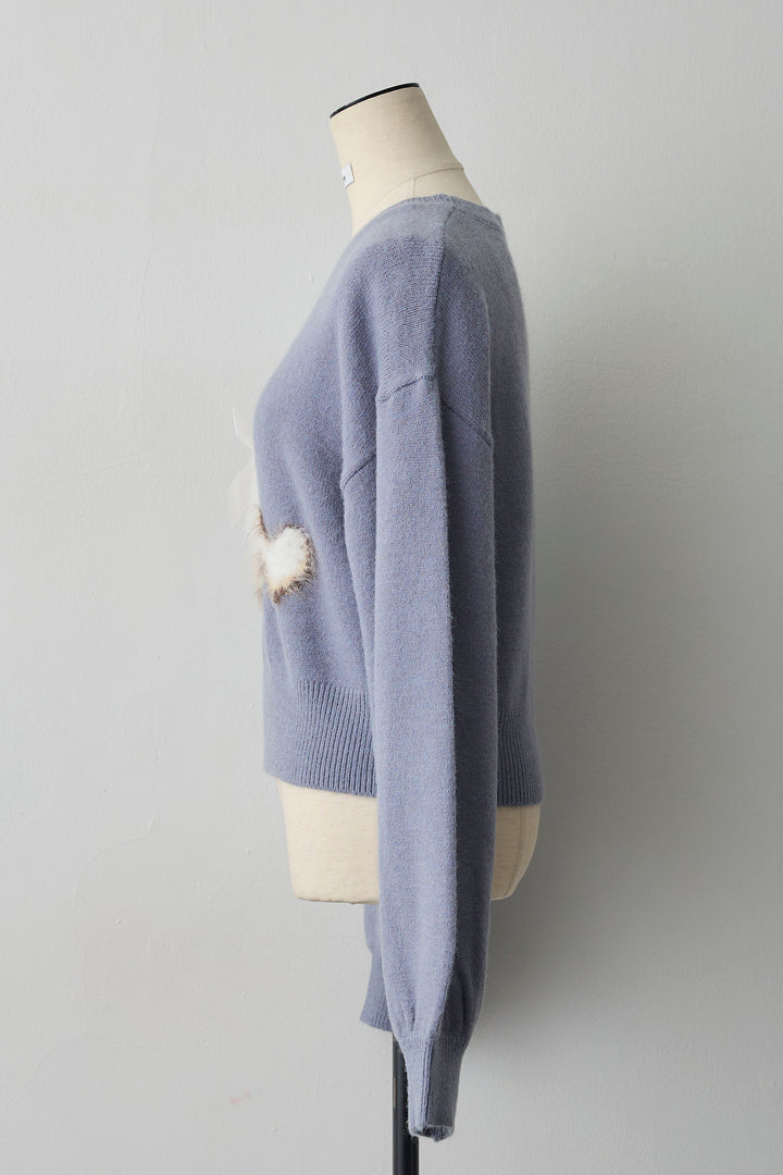 [予約]シャギーリボンキャットモチーフニットPO