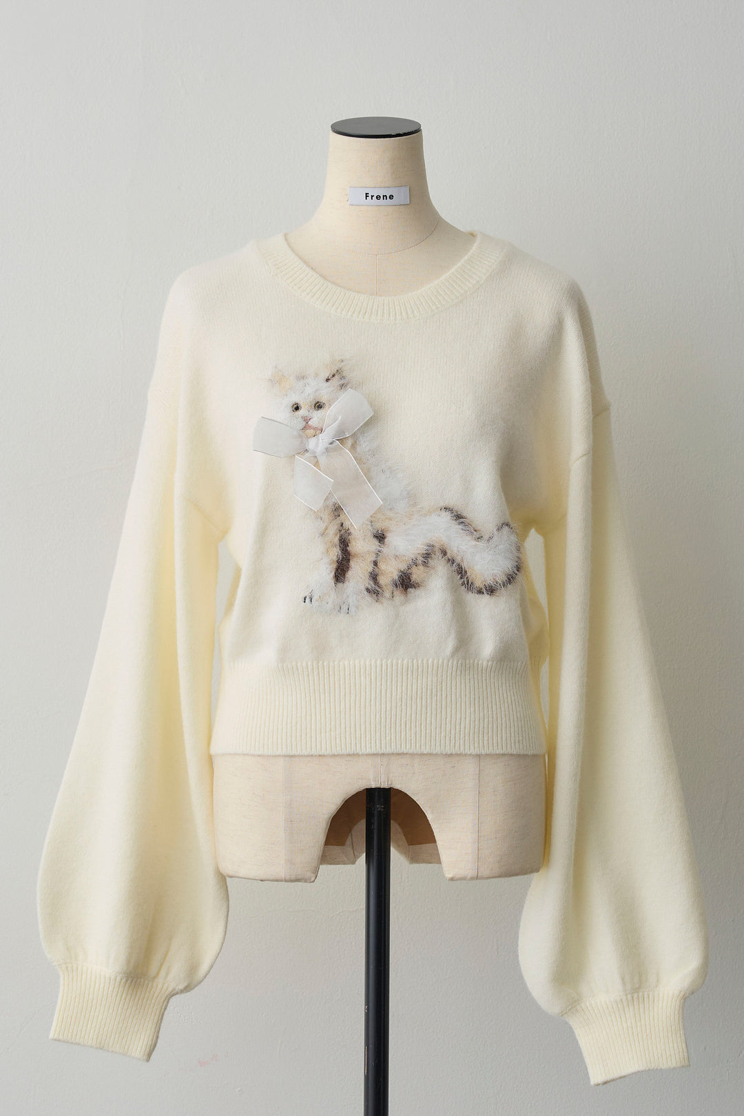 [予約]シャギーリボンキャットモチーフニットPO