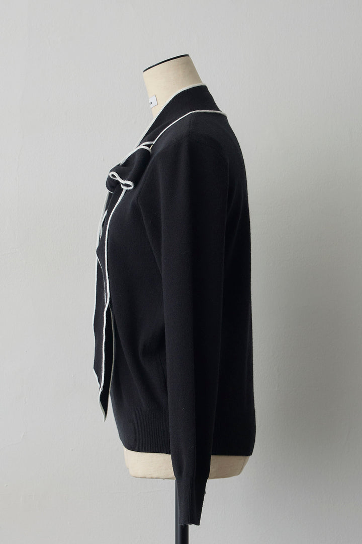 [予約]配色ボウタイリボンニット