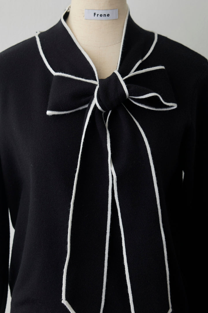 [予約]配色ボウタイリボンニット