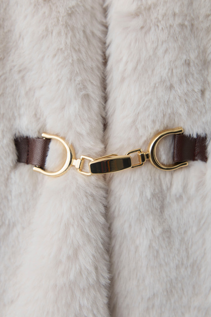 [予約]ビット付きフェイクファーコート