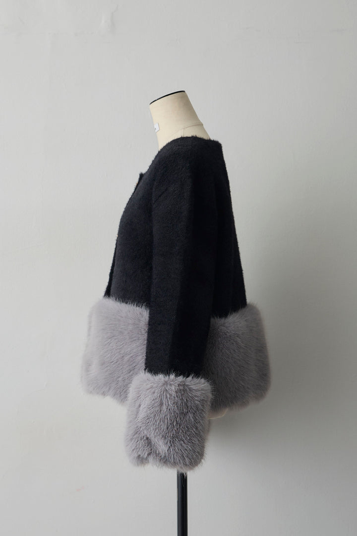 [予約]配色ファードッキングコート