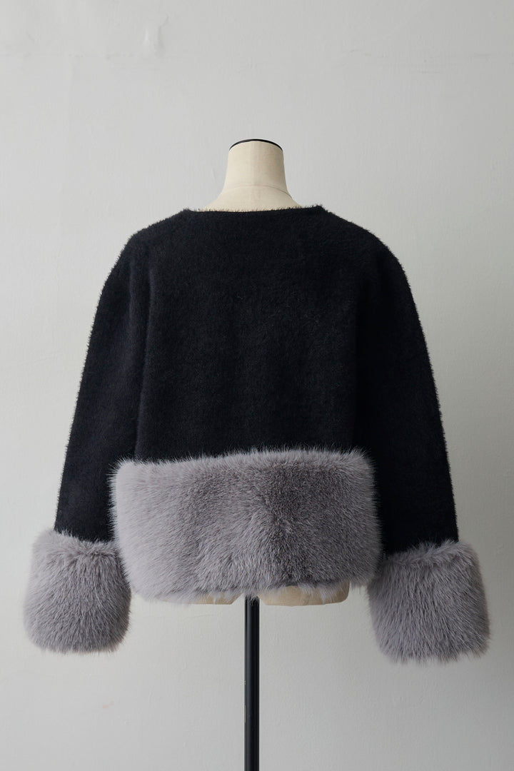 [予約]配色ファードッキングコート