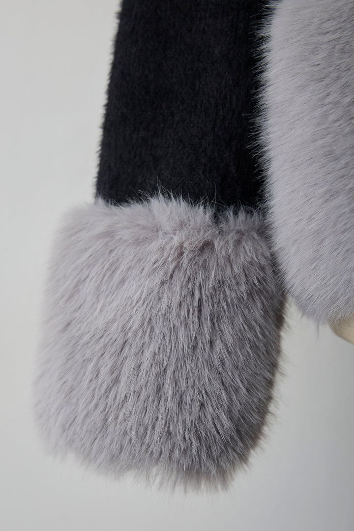 [予約]配色ファードッキングコート