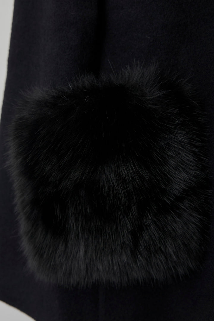 [予約]ウールタッチファーポケットポンチョコート