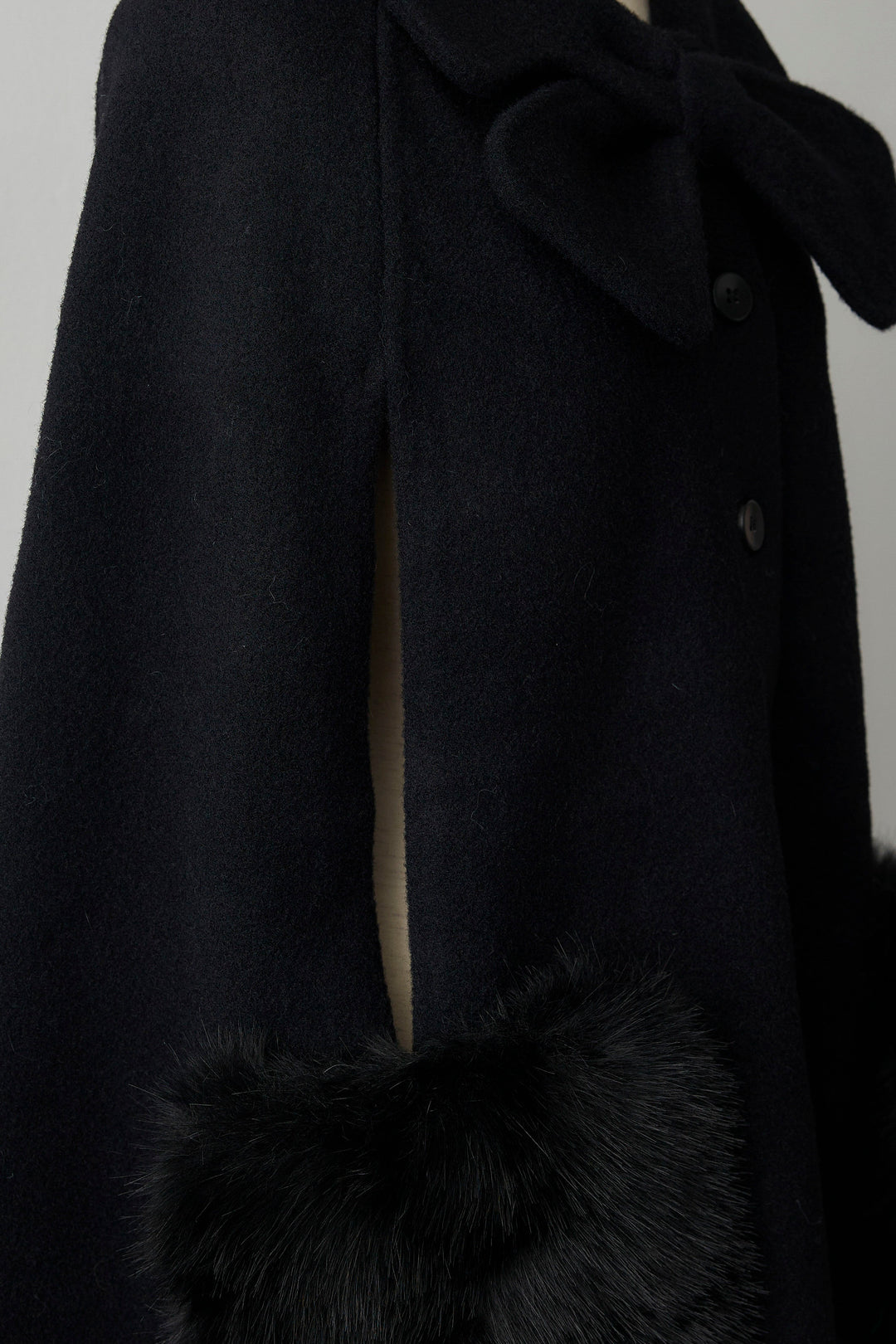 [予約]ウールタッチファーポケットポンチョコート