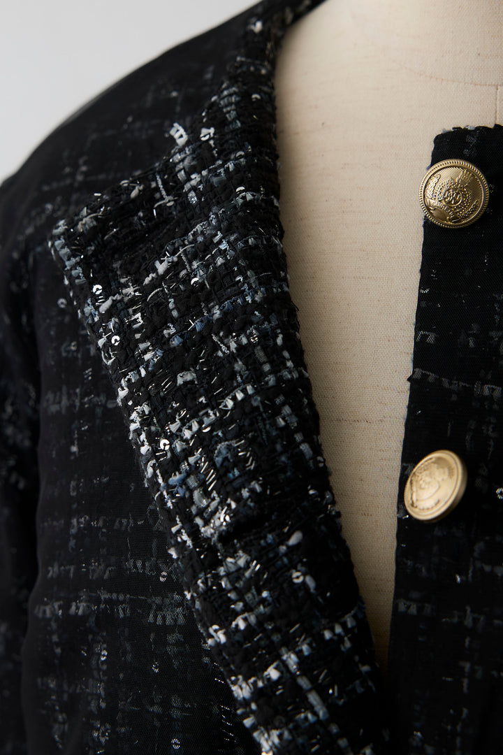 [予約]ツイード×チュールレイヤードクロップドジャケット