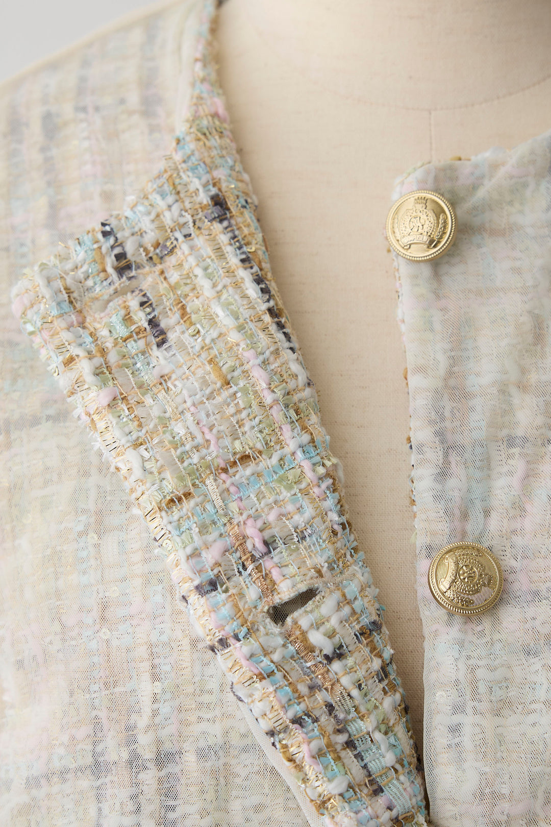 [予約]ツイード×チュールレイヤードクロップドジャケット