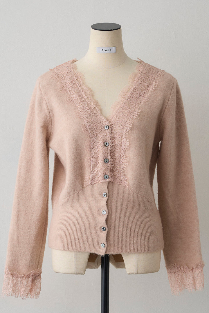 [予約]レースVラインボタンニット