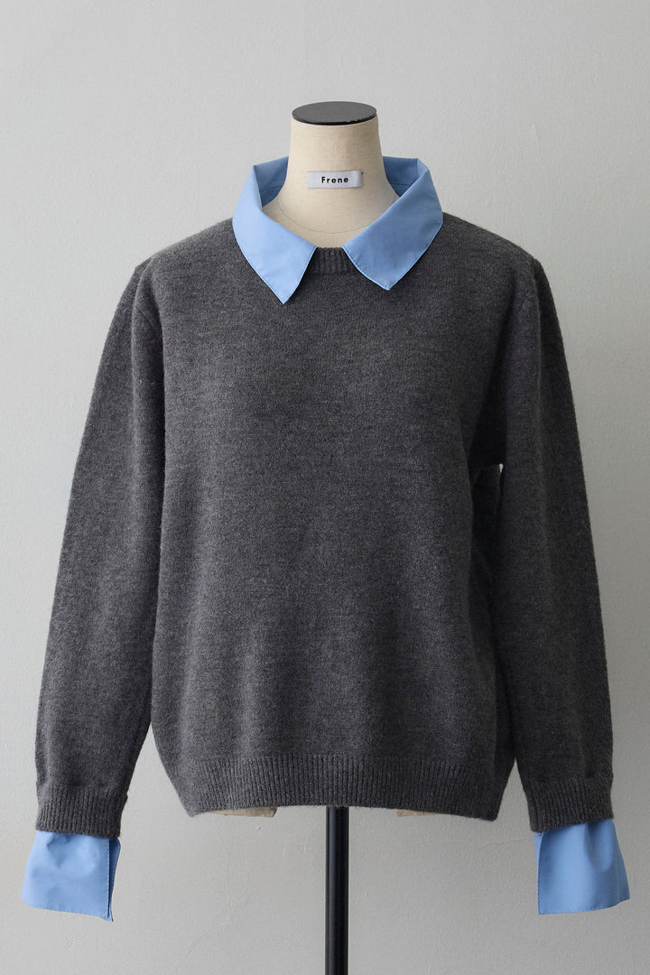[予約]シャツレイヤードニットプルオーバー