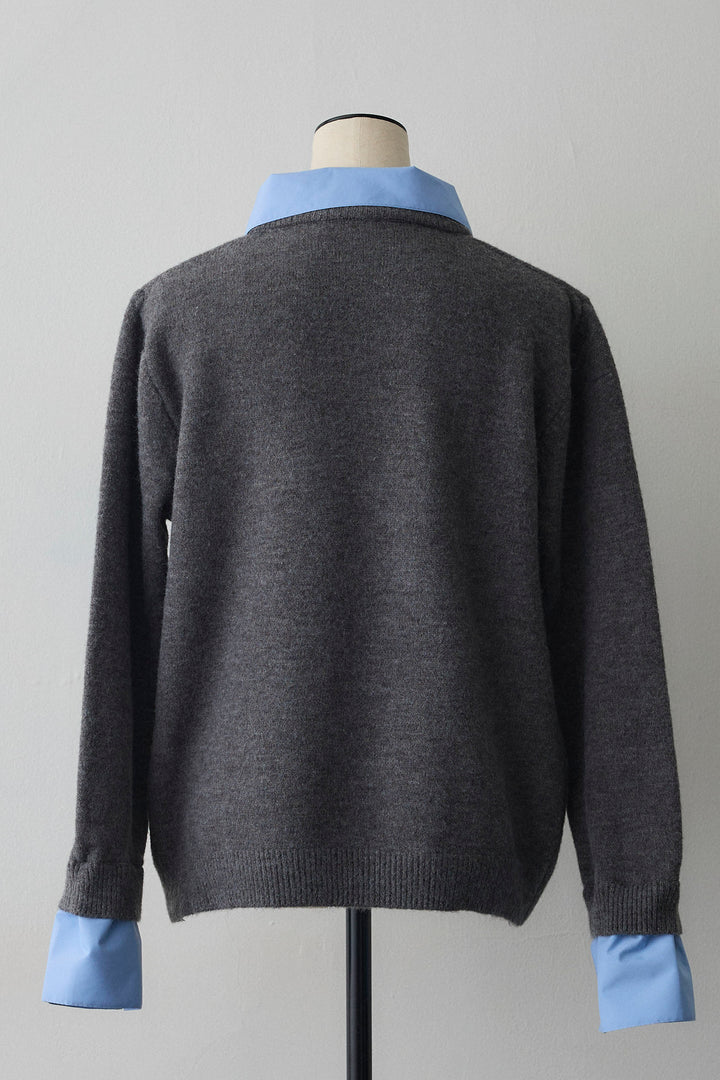 [予約]シャツレイヤードニットプルオーバー