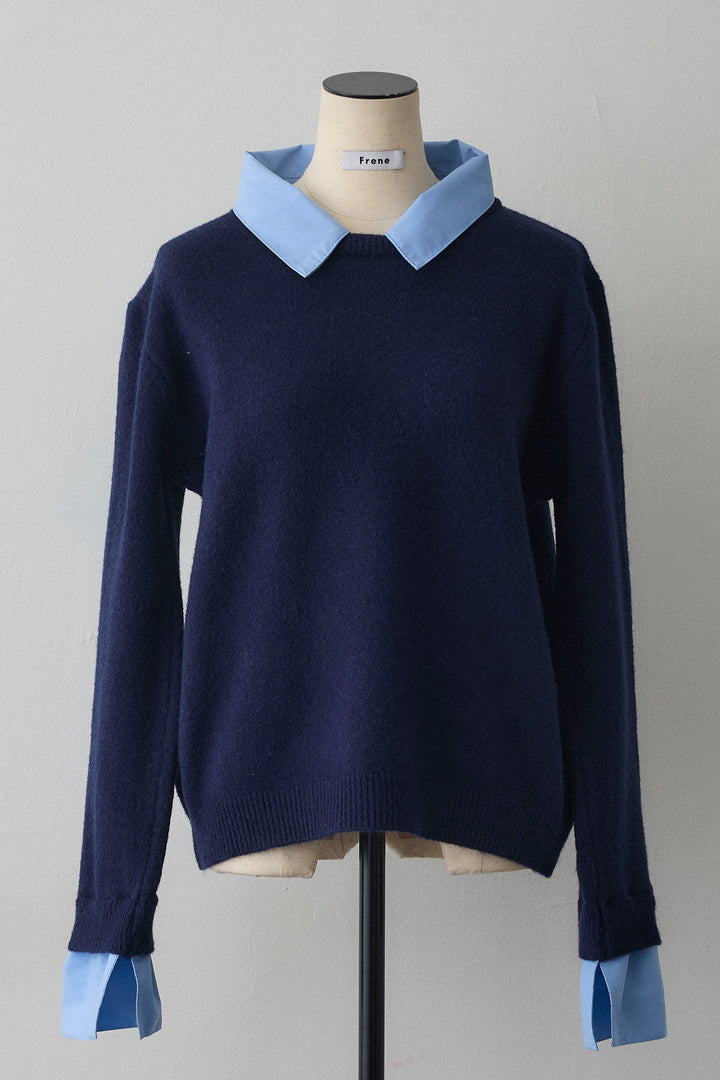 [予約]シャツレイヤードニットプルオーバー