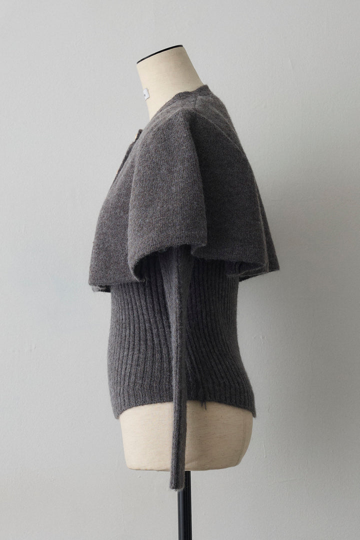 [予約]ミックス釦ケープ2wayニット