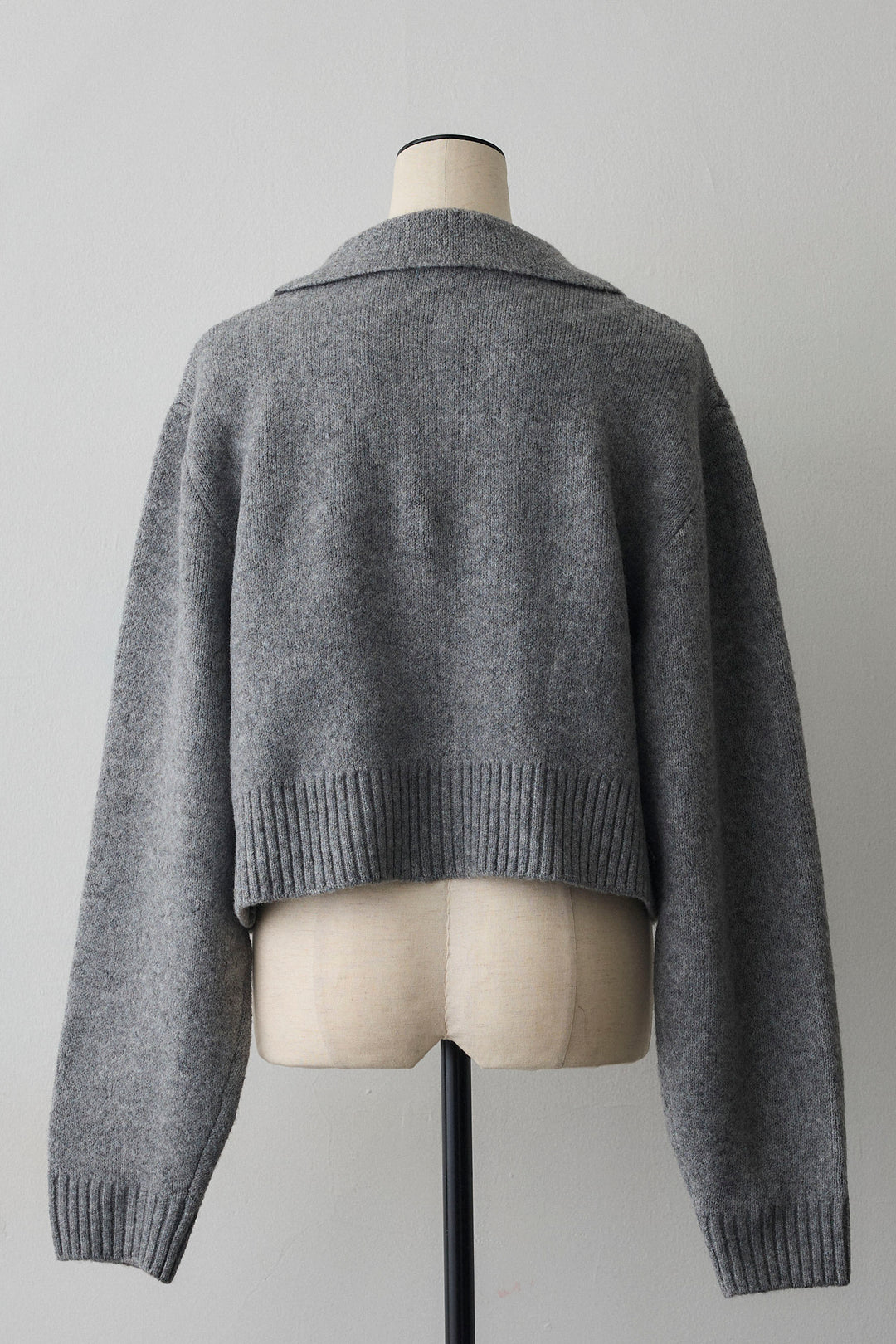 [予約]メランジニットポロ襟クロップドカーデ