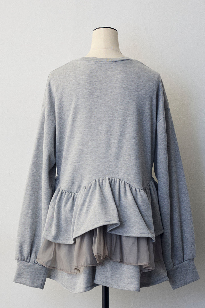 [予約]異素材ミックスフリルティアードスウェットPO