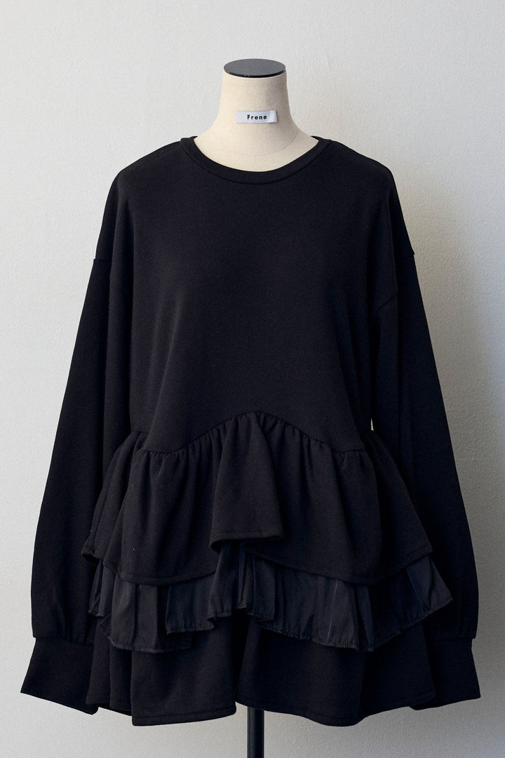 [予約]異素材ミックスフリルティアードスウェットPO