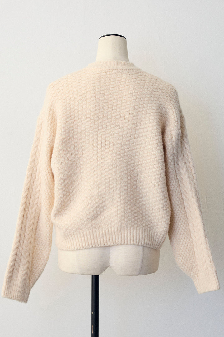 [予約]ベロアリボンケーブルニットカーデ