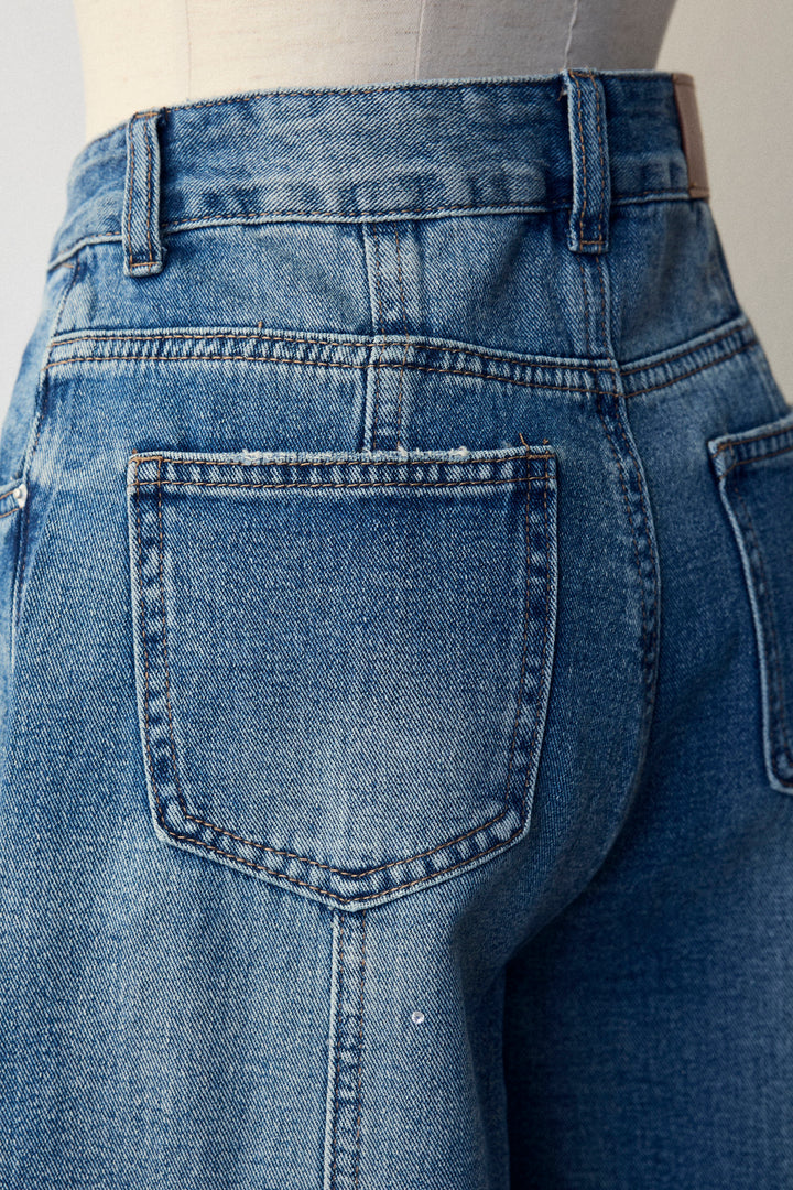 [予約]パールラインストーンハイウエストデニム