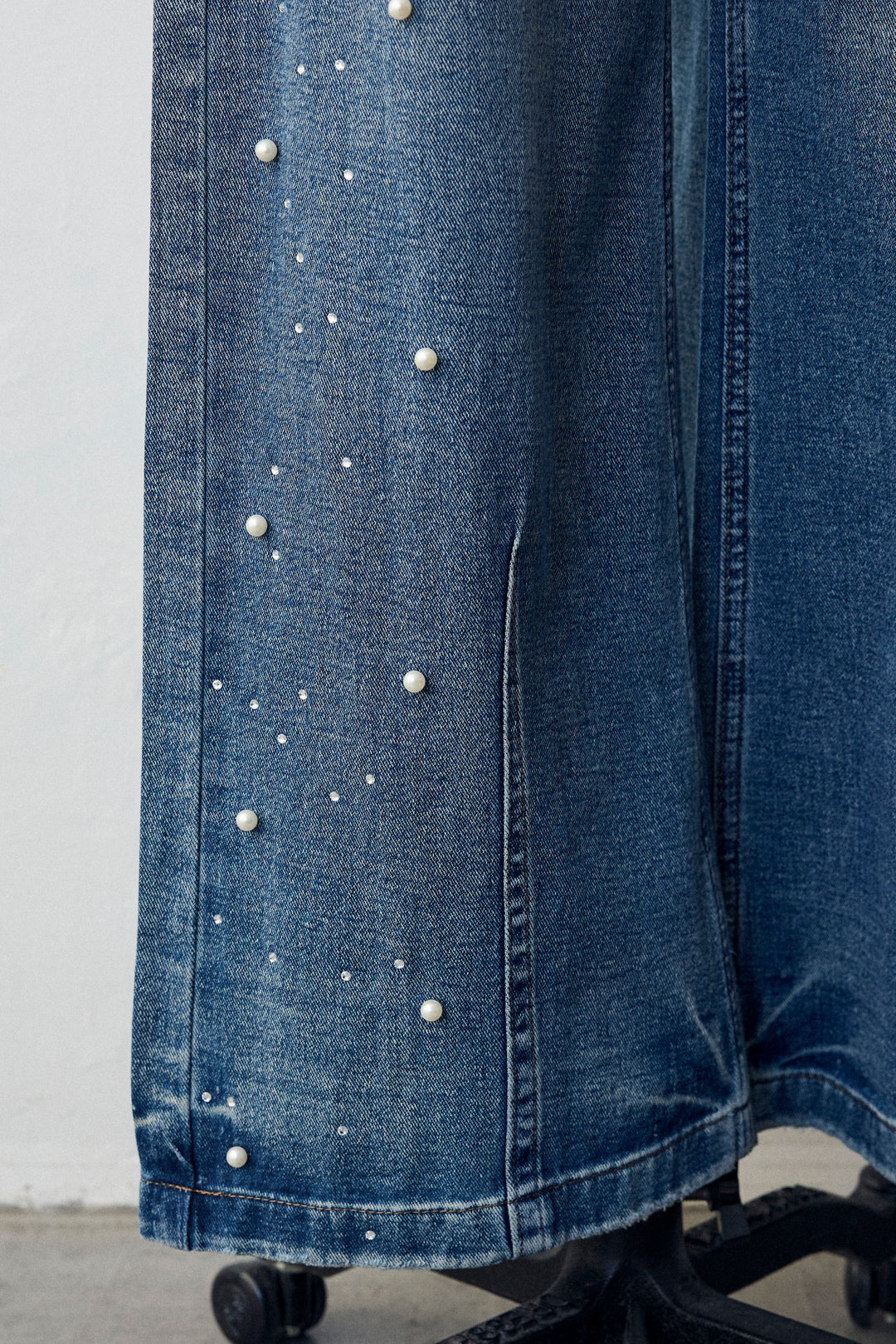 [予約]パールラインストーンハイウエストデニム