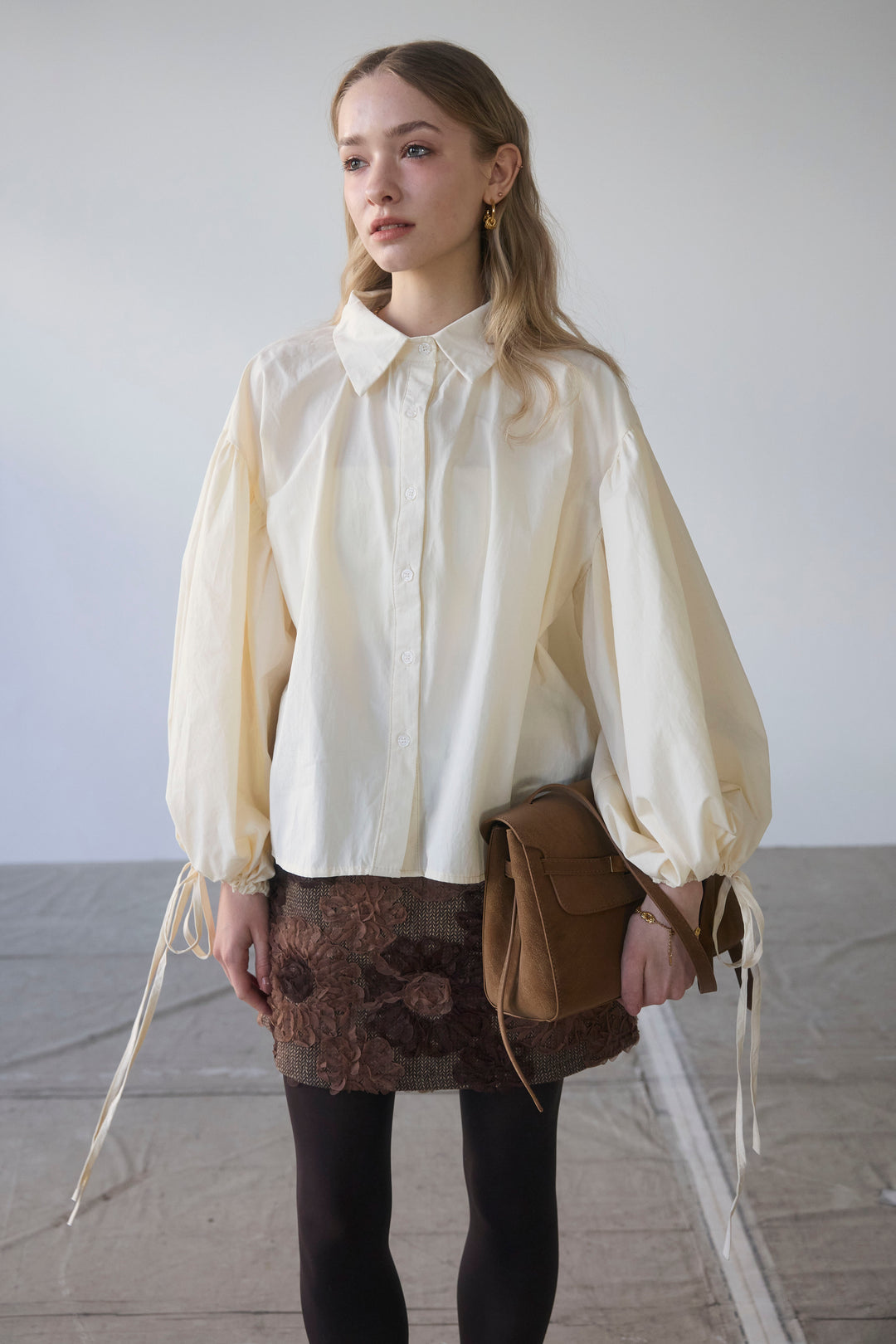 [予約]ワイドスリーブドロストクロップドシャツ