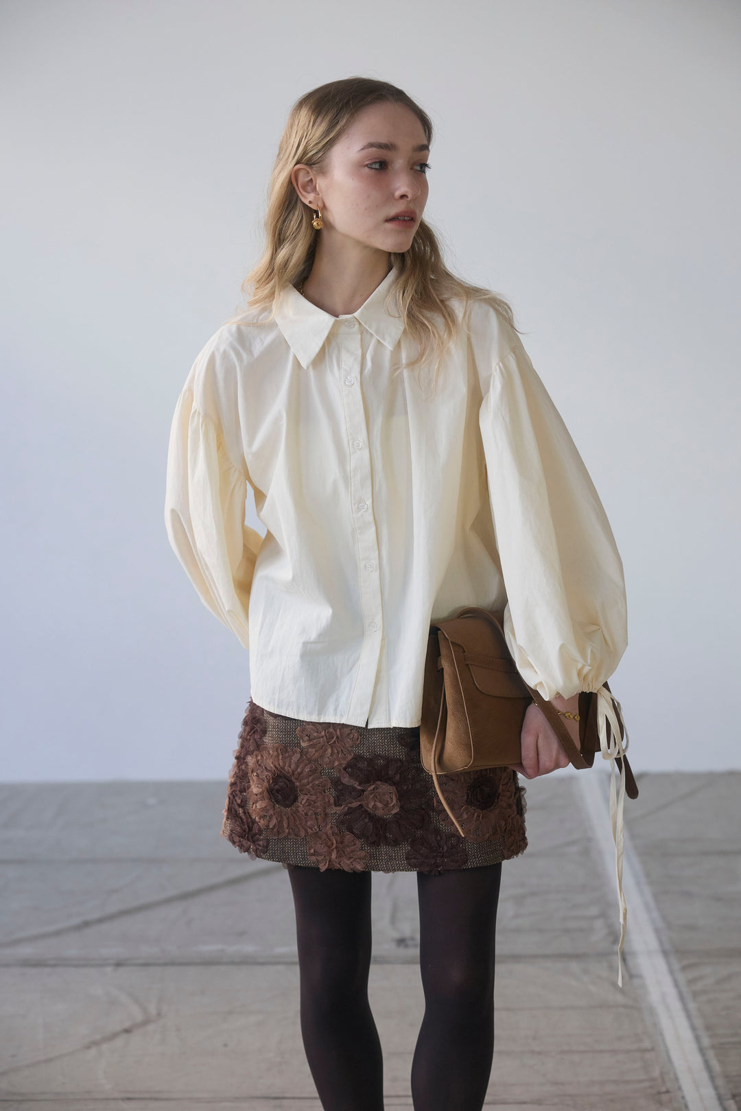 [予約]ワイドスリーブドロストクロップドシャツ