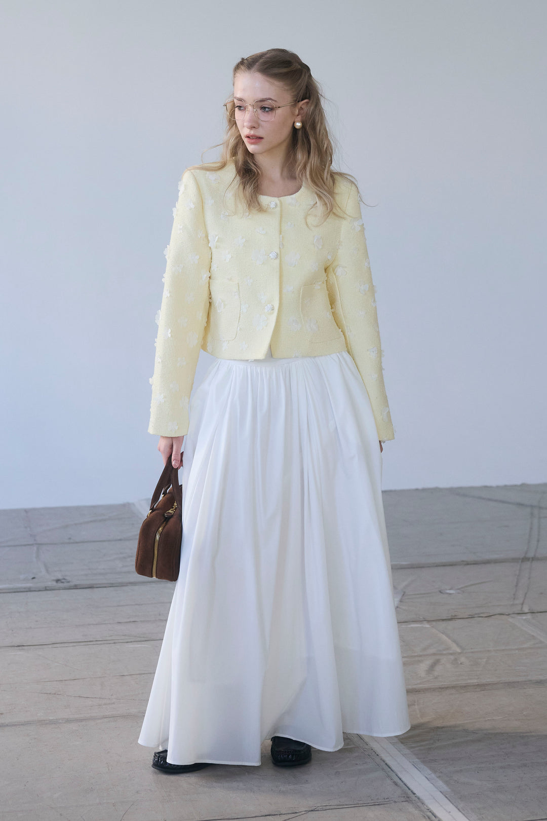 [予約]ギャザーフレア綿タッチスカート