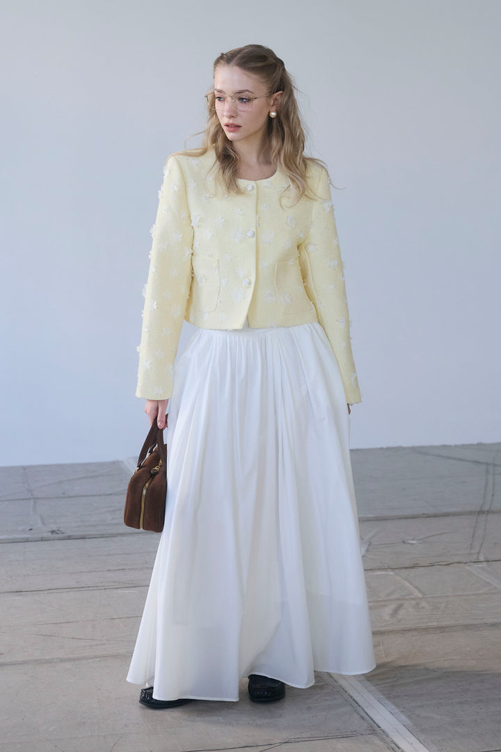 [予約]ギャザーフレア綿タッチスカート