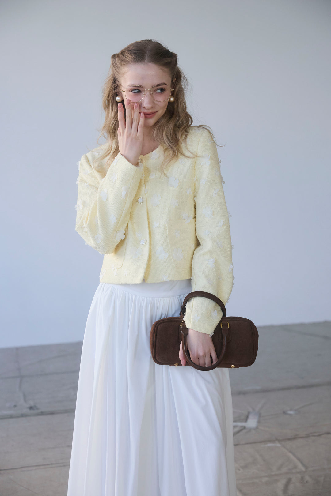 [予約]ギャザーフレア綿タッチスカート