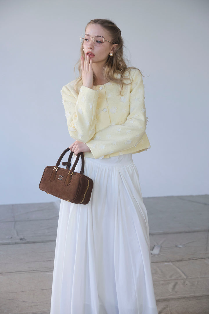 [予約]ギャザーフレア綿タッチスカート