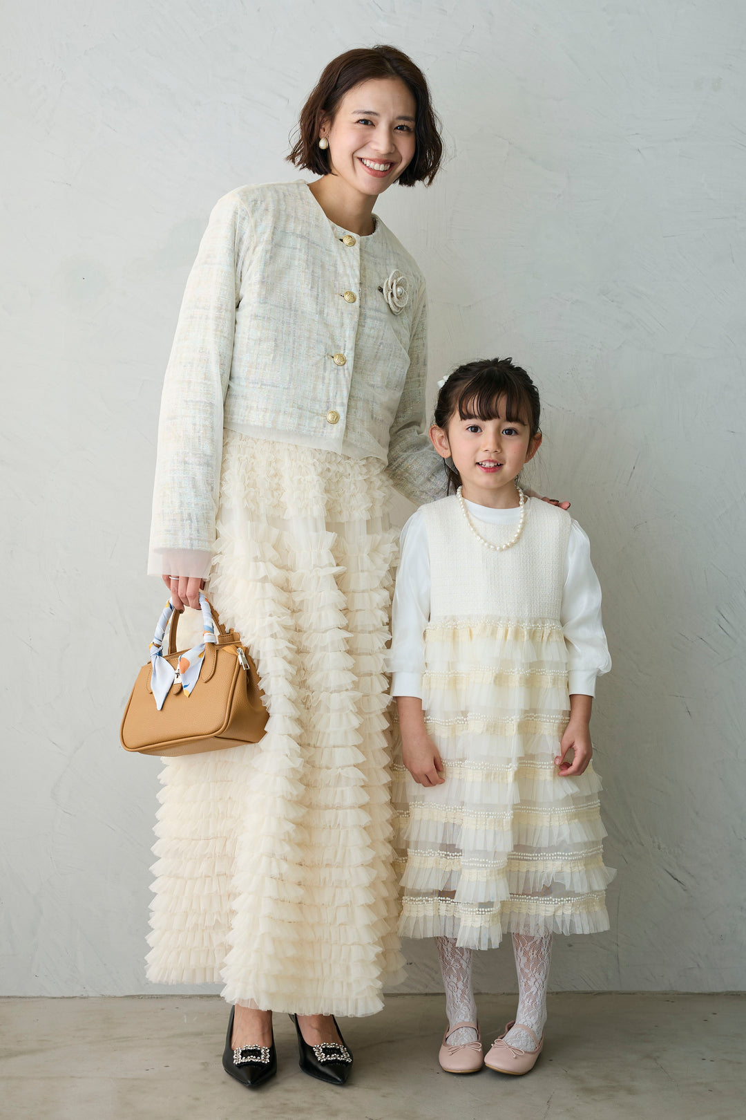 [予約/SET]ツイード×チュールレイヤードクロップドジャケット+ホイップチュールティアードスカート(2set)