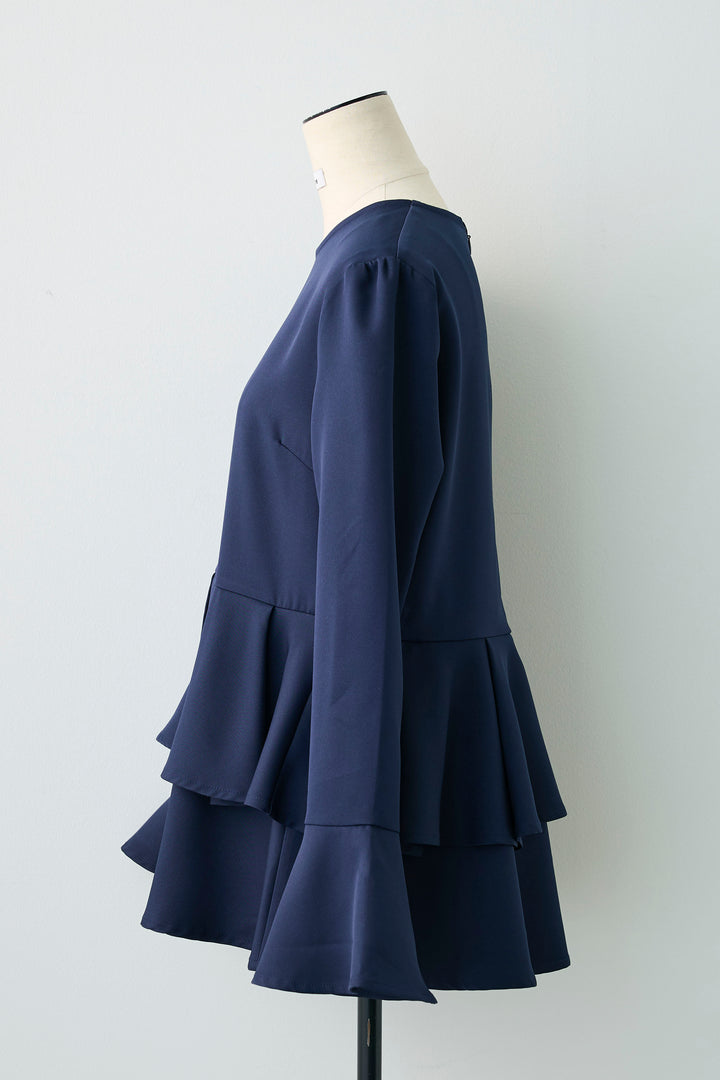 [予約]ティアードペプラムフレアスリーブブラウス